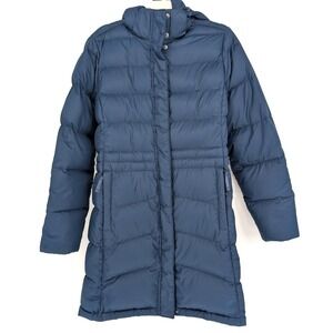 L.L.Bean Navy 850 DownTech Hooded Puffer Coat Mid Length Medium Outdoor Packable